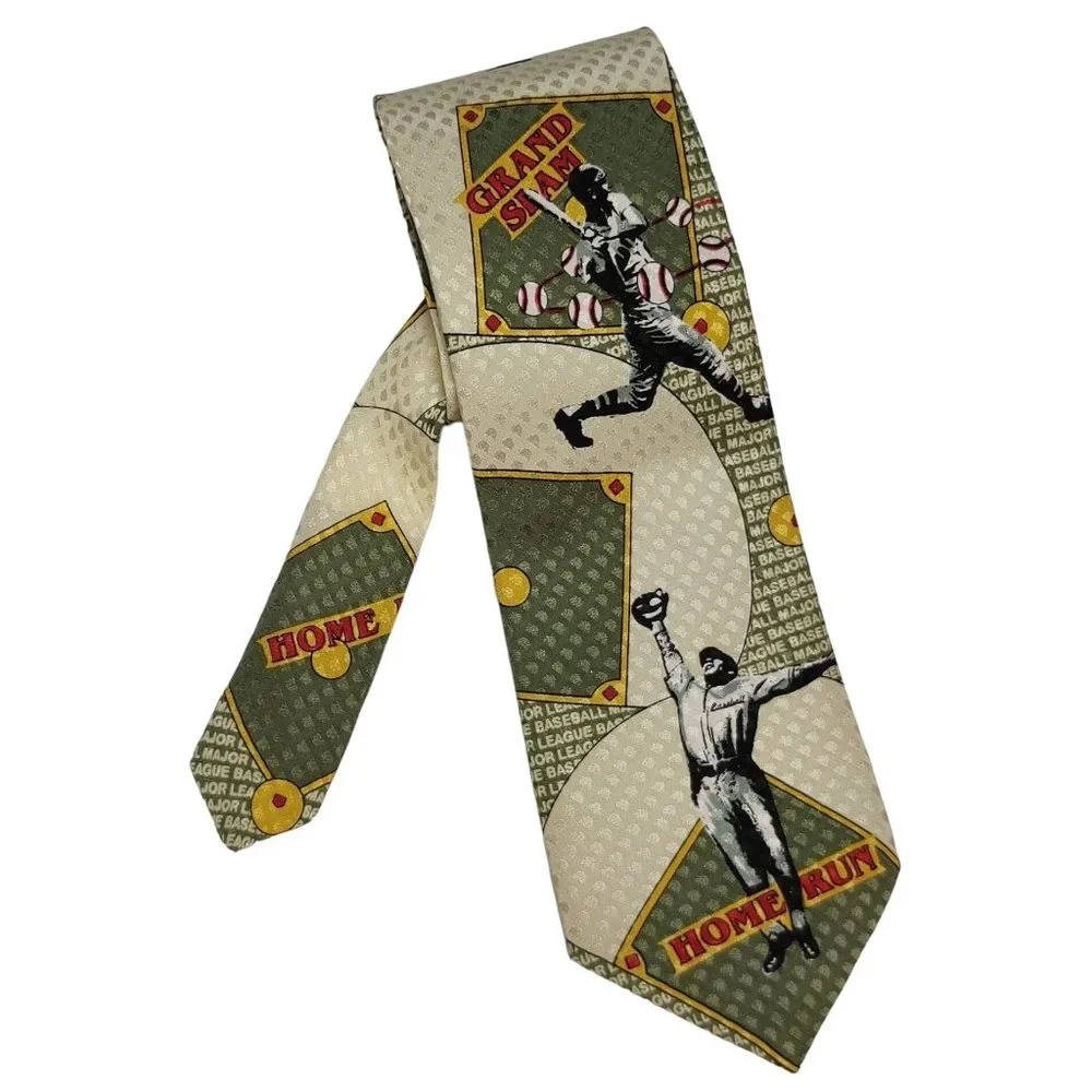 Vintage RM Style Necktie Ralph Marlin Grand Slam Home Run Baseball Novelty Tie